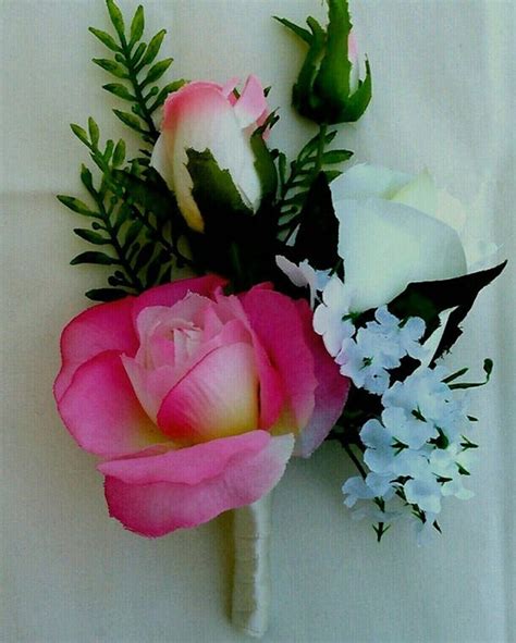 Fuchsia Hot Pink Ivory Roses Wrist Corsage Boutonniere Etsy