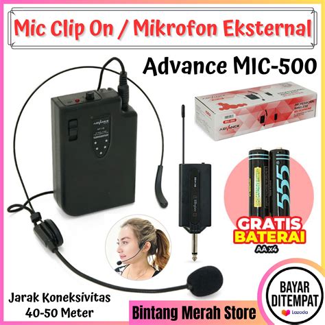 Advance Mic Mic Bando Wireless Mic Clip On Microphone Eksternal