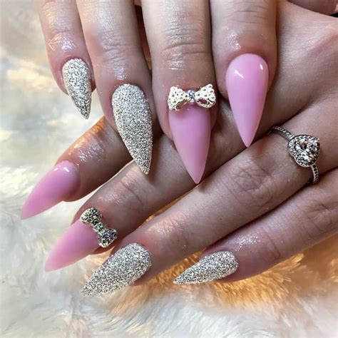 Pink Nails Designs With Bows