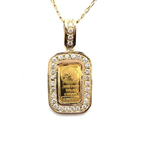 American 1 Gram Gold Bar Pendant - Ryu's Jewelry