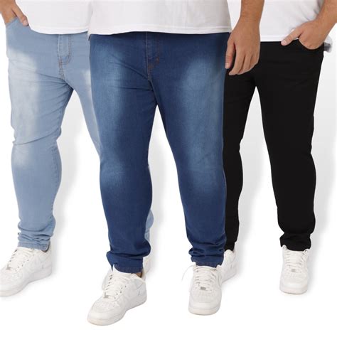 Kit Cal As Jeans Plus Size B Sica Slim Masculina Elastano Ao