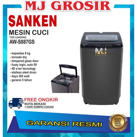 Jual MESIN CUCI 1 TABUNG SANKEN AWS 887 TOP LOADING 8 KG AWS887