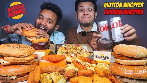 Burger King Full Menu Mukbang Mutton And Chicken Whopper Veg Double