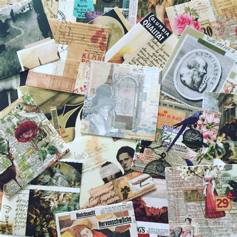 Vintage Collage Stickers, Antique Decoupage Stickers, Retro Floral ...