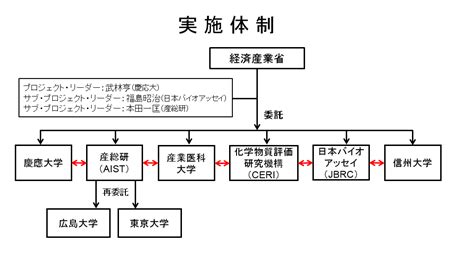 実施体制 ナノ材料の安全・安心確保のための国際先導的安全性評価技術の開発