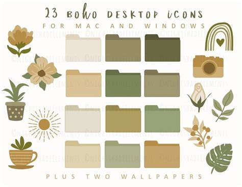 Boho Desktop Icons Desktop Folder Icons Mac Folder Icons Windows Folder ...