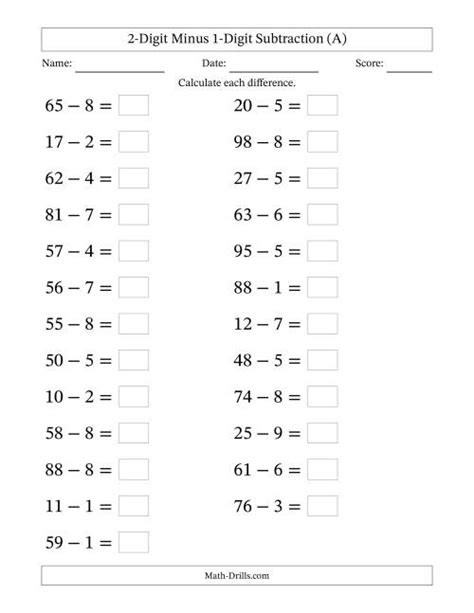 Single Digit Addition And Subtraction Vertical One Digit Worksheets