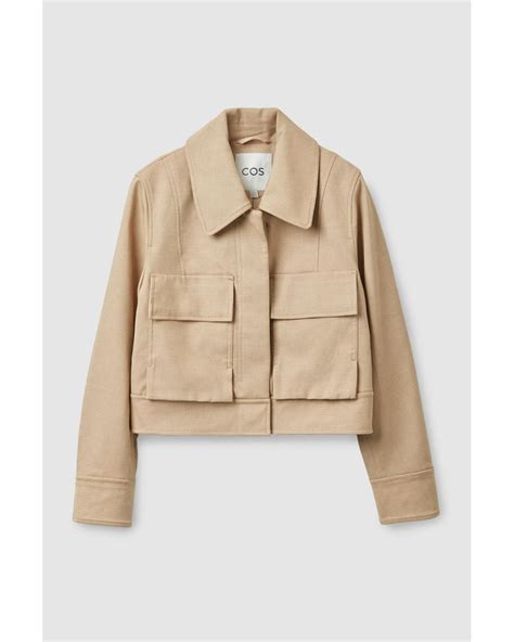 COS Cotton Cropped Utility Jacket In Beige Natural Lyst