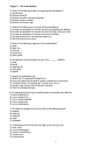 Chapter 7 - Chapter 7 The Axial Skeleton Which of the following is not