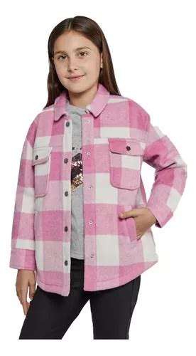 Sobrecamisa Oversize Cuadros Rosa Niña Holly Land Kids Sb03 Envío Gratis