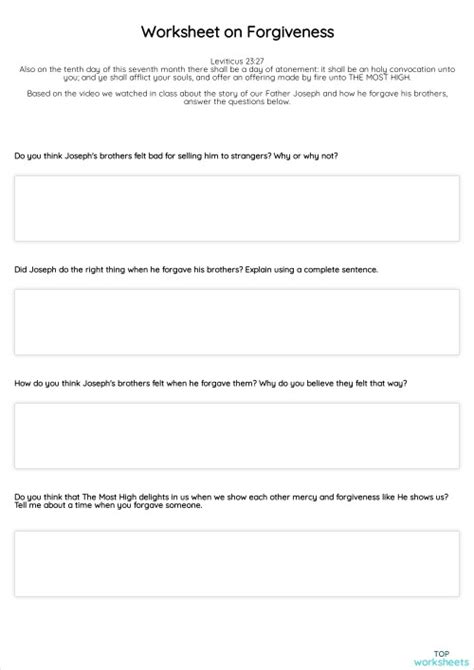 Worksheet On Forgiveness Interactive Worksheet Topworksheets