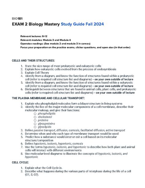 Bio Exam Study Guide Fall Tagged Bio Exam Biology