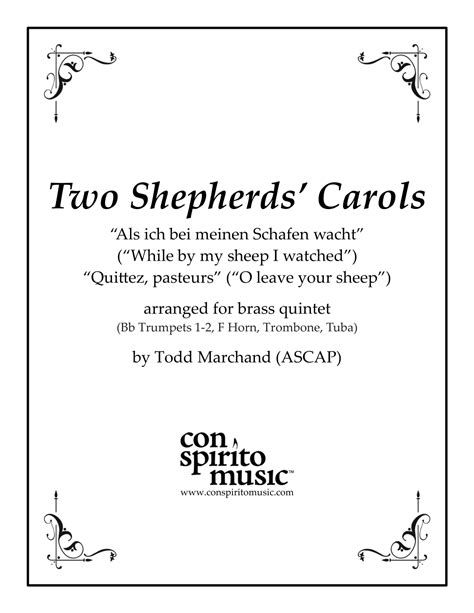 Two Shepherds Carols Brass Quintet Arr Todd Marchand Ascap