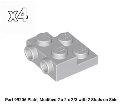 NEW LEGO X4 Light Bluish Gray Modified Plate 2x2x2 3 W 2 Studs On