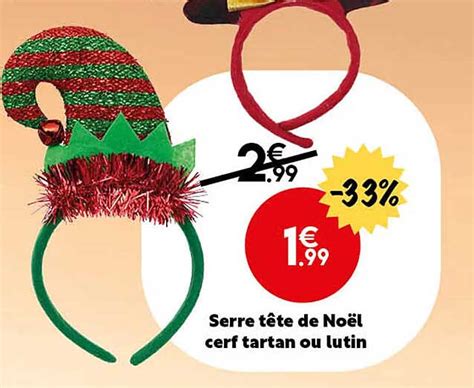 Promo Serre Tête De Noël Cerf Tartan Ou Lutin chez Maxi Bazar