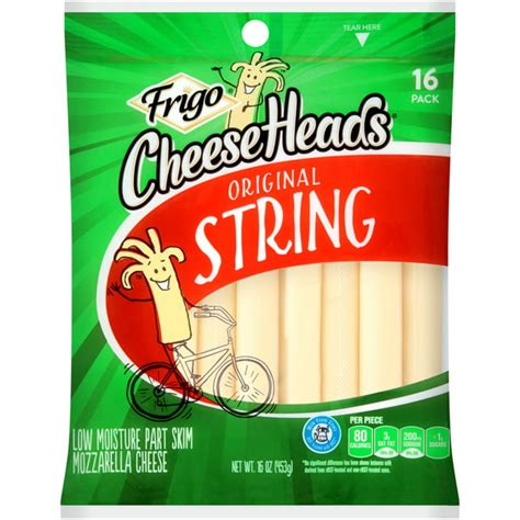 Frigo Cheese Heads Original Mozzarella String Cheese 16 Oz 16 Ct