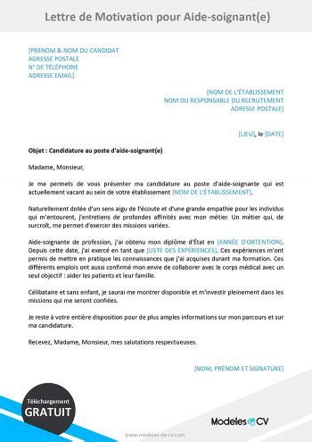 Exemple De Lettre De Motivation Aide Soignante Gratuit 36450 The Best