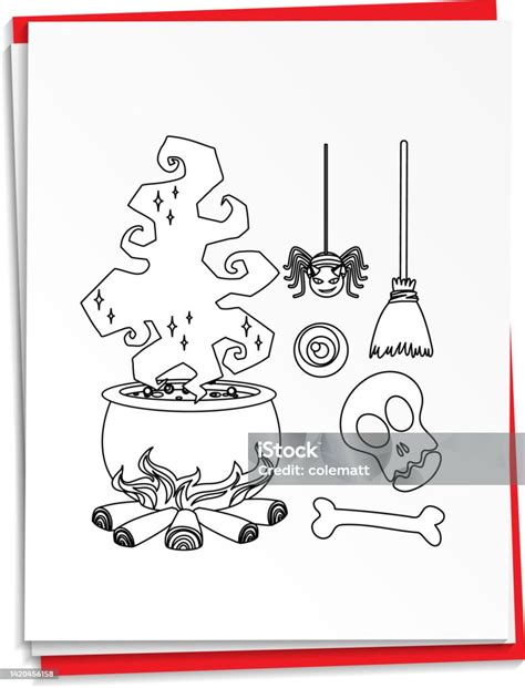 Hand Drawn Halloween Object On Paper Stock Illustration - Download ...