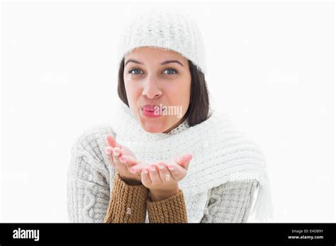Pretty Brunette Blowing Kiss To Camera Stock Photo Alamy