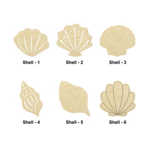 Shell Or Sea Shell Wooden Shape Multiple Sizes Laser Cut Unfinished