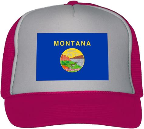 Montana State Flag Trucker Hat Cap Fuchsia Amazonca Clothing