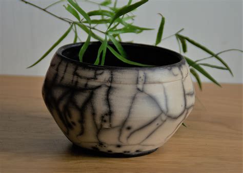 Naked Raku Ceramics Black White Raku Vase Small Ceramic Etsy