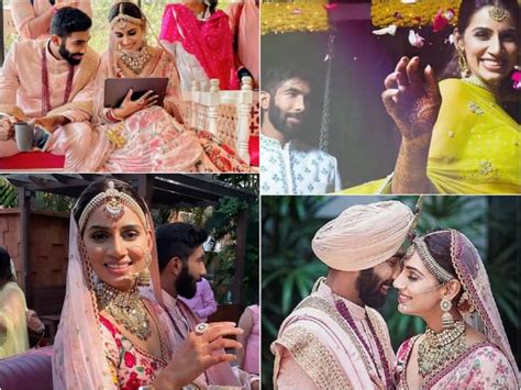 Jasprit Bumrah Wife Sanjana Ganesan Wedding Mehndi Haldi Unseen Inside Photos Videos