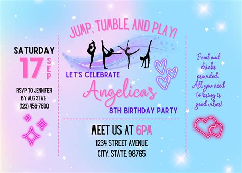 Electronic Invitations Gymnastics at Lily Johnson blog