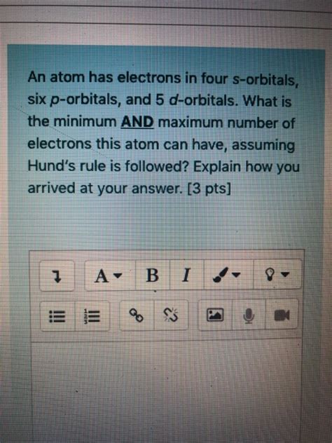 Solved An atom has electrons in four s-orbitals, six | Chegg.com