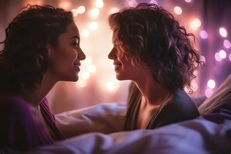 Premium Photo A Couple Of Lesbian Women Laying Close To Each Other In Bed Expressing Love And