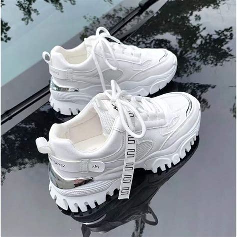 Womenshoes Korea Fashion Women Wedge Low Cut White Shoes Casual Sneakers Rubber Shoes