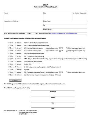 Fillable Online Mcap Authorized User Request Form State Of Michigan