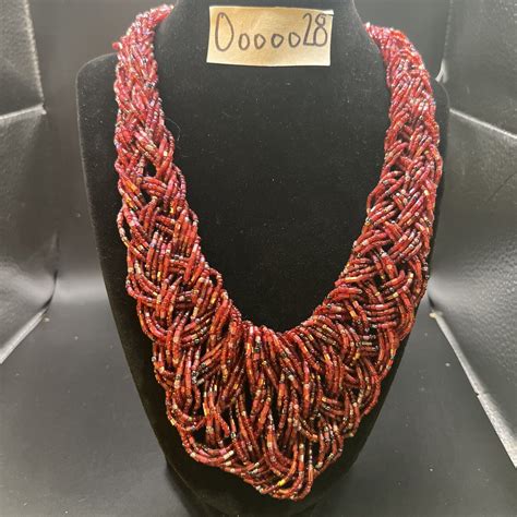 Vintage Braided Seed Bead Necklace In V Shape Ebay