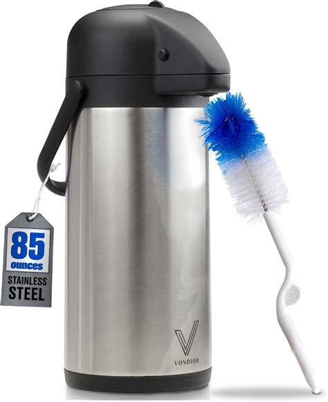 Thermal Coffee Airpot Beverage Dispenser Oz By Vondior Stainless Steel Urn For Hot Cold