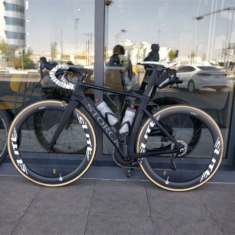 A Black Strorck Road Bike With Elitewheels Marvel V Rim Brake Carbon