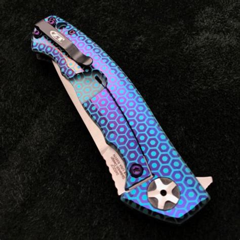 Zero Tolerance ZT 0452CF Plain Edge Folder BWL Green Purple Hex Ano