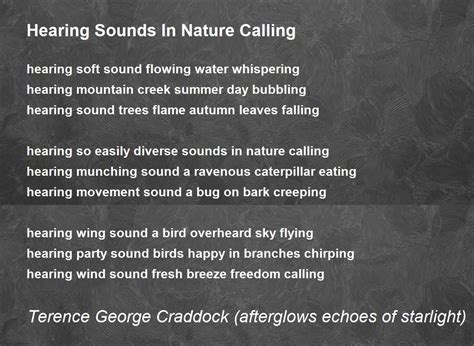 Hearing Sounds In Nature Calling Hearing Sounds In Nature Calling