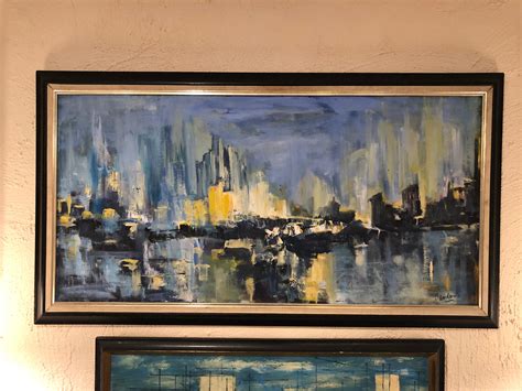 Mid Century Cityscape Painting At 1stdibs Mid Century Painting Mid