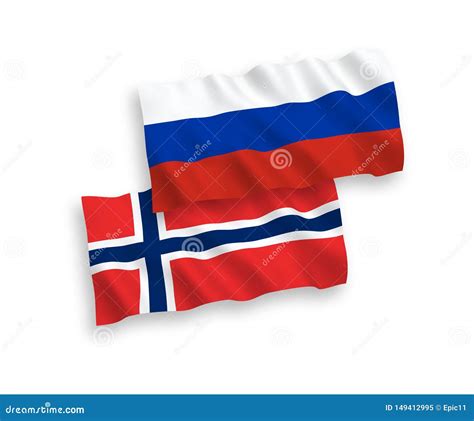 Bandeiras De Noruega E De R ssia Em Um Fundo Branco Ilustração do Vetor