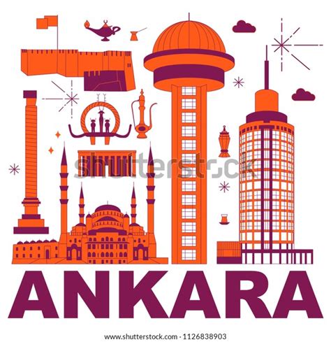 Ankara Culture Travel Set Famous Architectures Stock Vector (Royalty ...