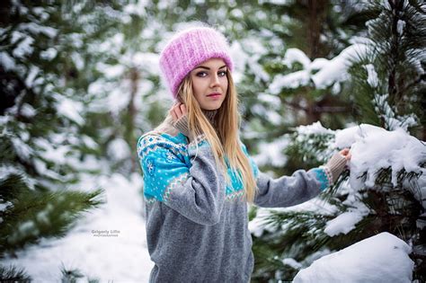 Hd Wallpaper Women Blonde Snow Sweater Winter Cold Temperature