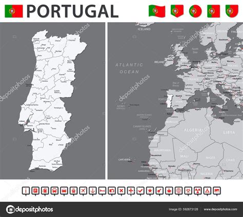 Portugal Map Vector Infographic Set Vector Illustration vector gráfico