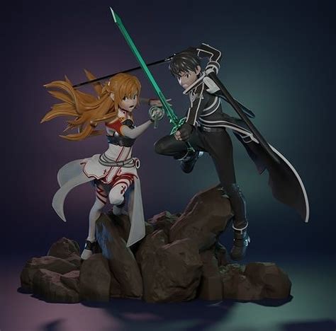 Asuna And Kirito From Swordartonline 3dprint 3d Model 3d Printable