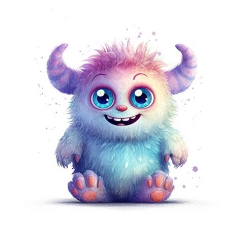 Ilustración de dibujos animados de un monstruo peludo con grandes ojos