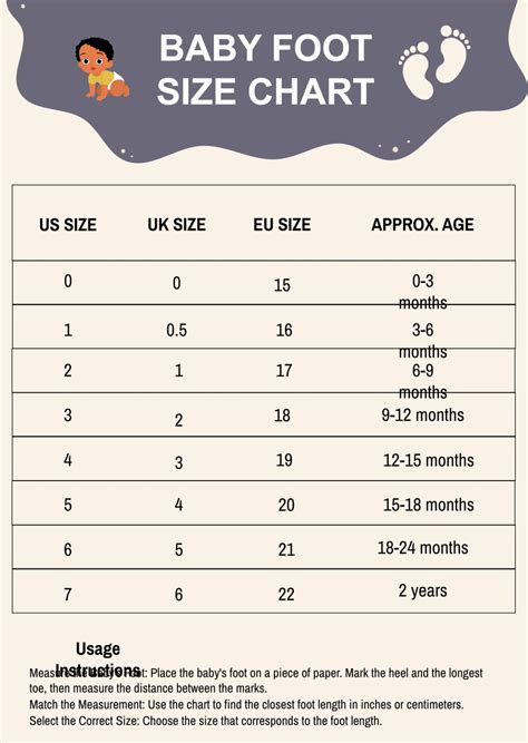 Foot Size Chart Printable