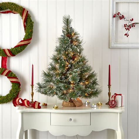 Pre Lit Faux Frosted Tree W Pine Cones West Elm