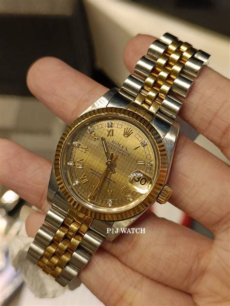 Rolex Datejust Mm Plaid Diamond Dial Stainless Steel K Yellow