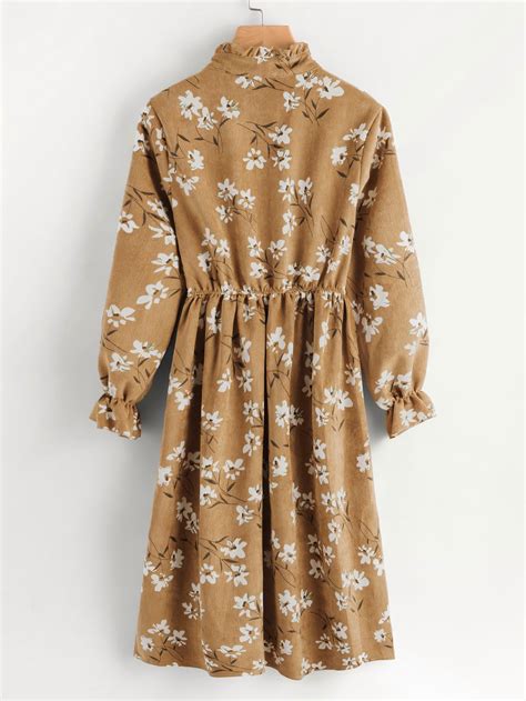 Floral Print Random Corduroy Dress Shein Sheinside