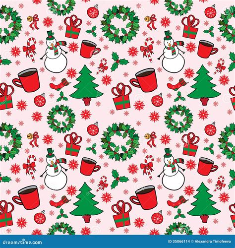 Christmas Seamless Pattern With Snowman Stock Vector Illustration Of