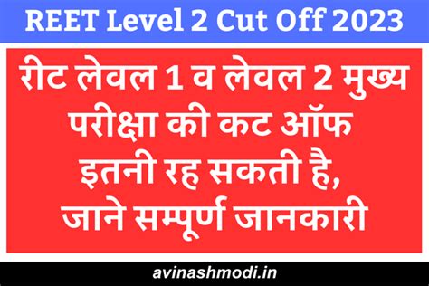 Reet Mains Expected Cut Off 2023 Marks Subjectwise रीट मुख्य परीक्षा के